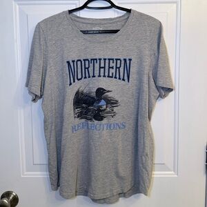 Northern Reflections Gray Tee with Blue Graphic